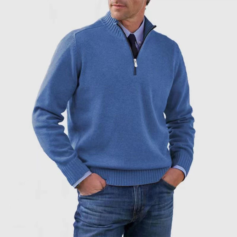 Elarova | Herrenpullover Mit Halbem Reißverschluss