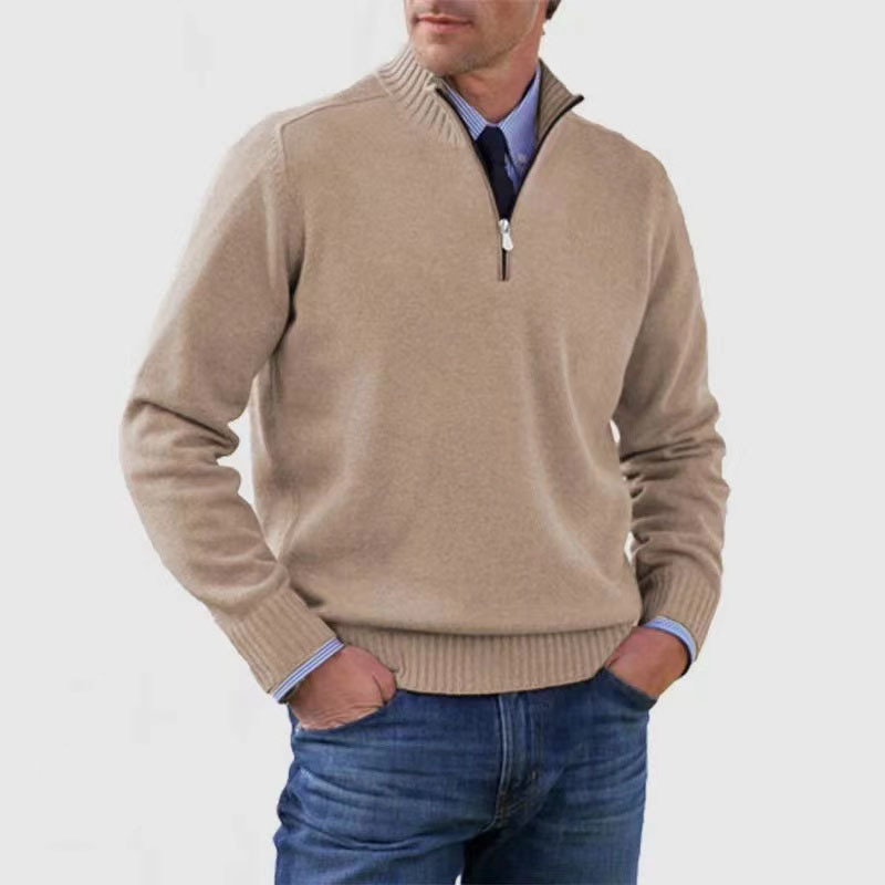 Elarova | Herrenpullover Mit Halbem Reißverschluss