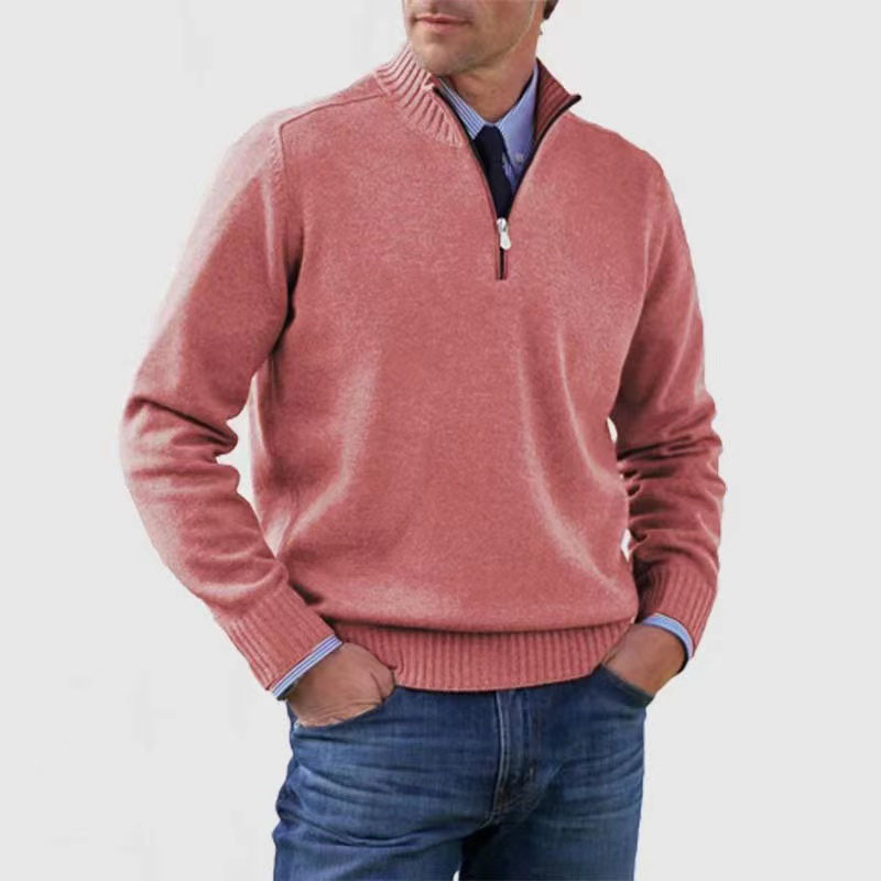 Elarova | Herrenpullover Mit Halbem Reißverschluss