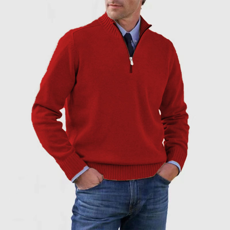 Elarova | Herrenpullover Mit Halbem Reißverschluss