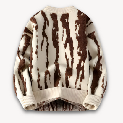 Elarova | Herrenpullover aus Merinowolle – Abstraktes Muster, warmer Winterpullover, weicher und leichter Strick, Freizeitkleidung für Erwachsene