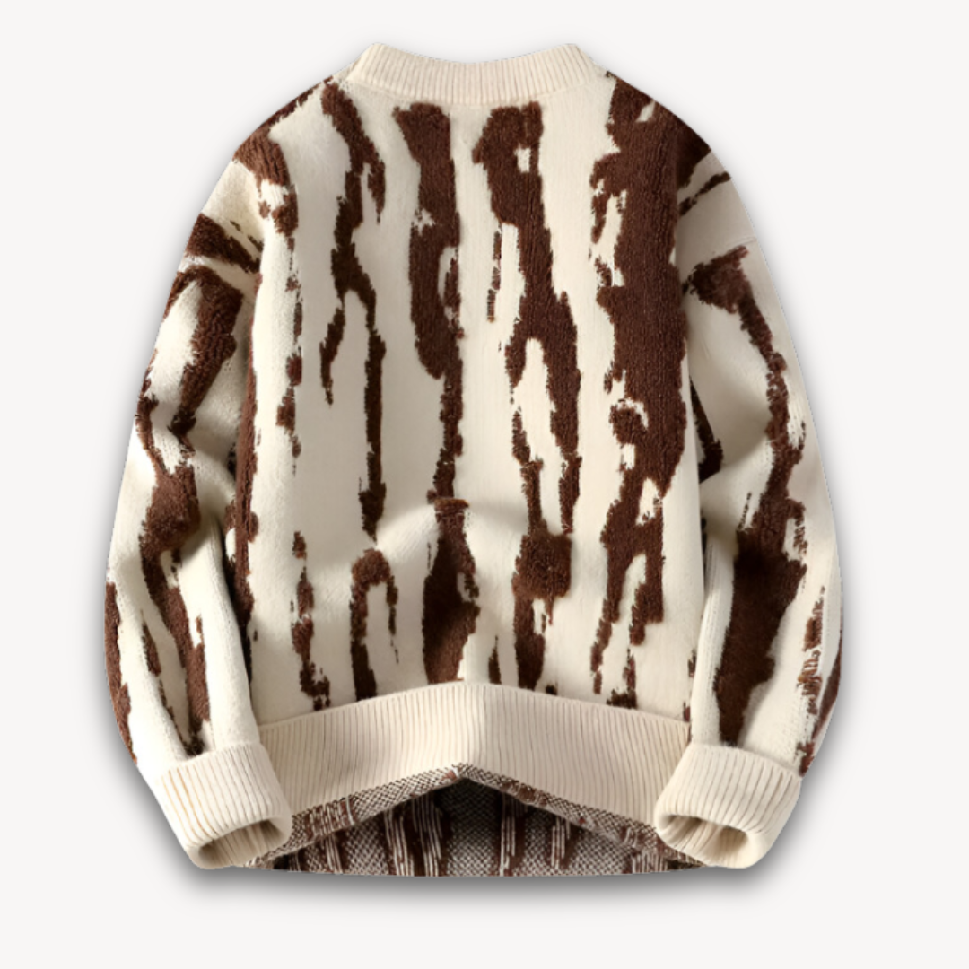 Elarova | Herrenpullover aus Merinowolle – Abstraktes Muster, warmer Winterpullover, weicher und leichter Strick, Freizeitkleidung für Erwachsene