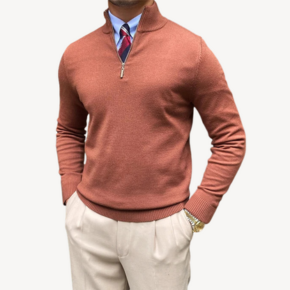 Elarova | Herrenpullover mit Viertelreißverschluss