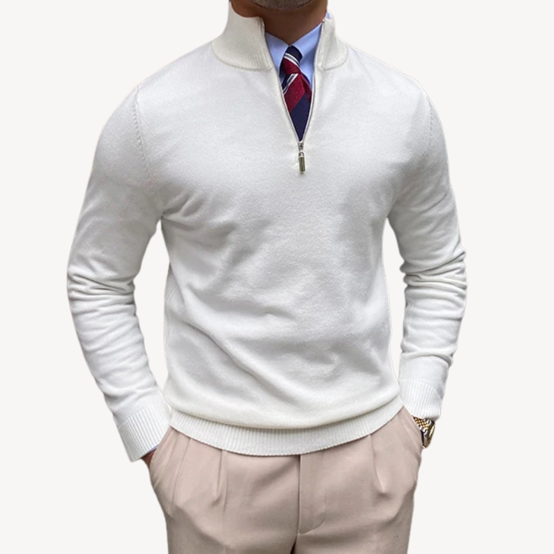 Elarova | Herrenpullover mit Viertelreißverschluss