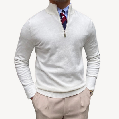 Elarova | Herrenpullover mit Viertelreißverschluss