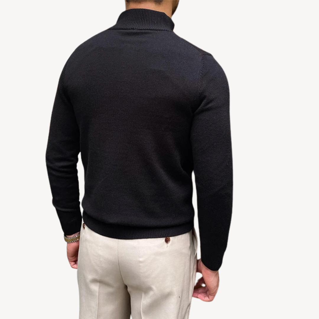Elarova | Herrenpullover mit Viertelreißverschluss