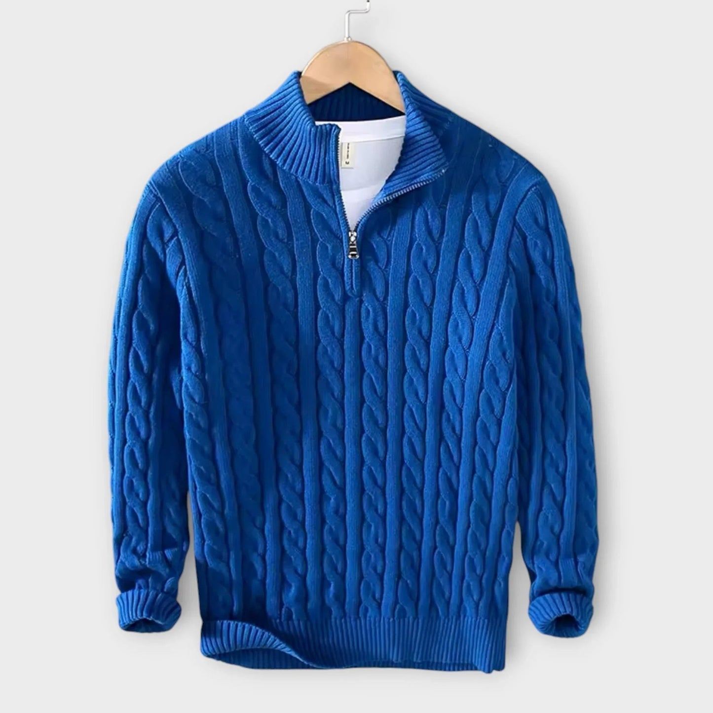 Elarova | Herrenpullover mit strukturiertem Halfzip