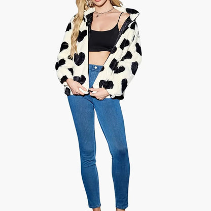 Elarova | Herzgemusterte Kunstpelzjacket für Damen
