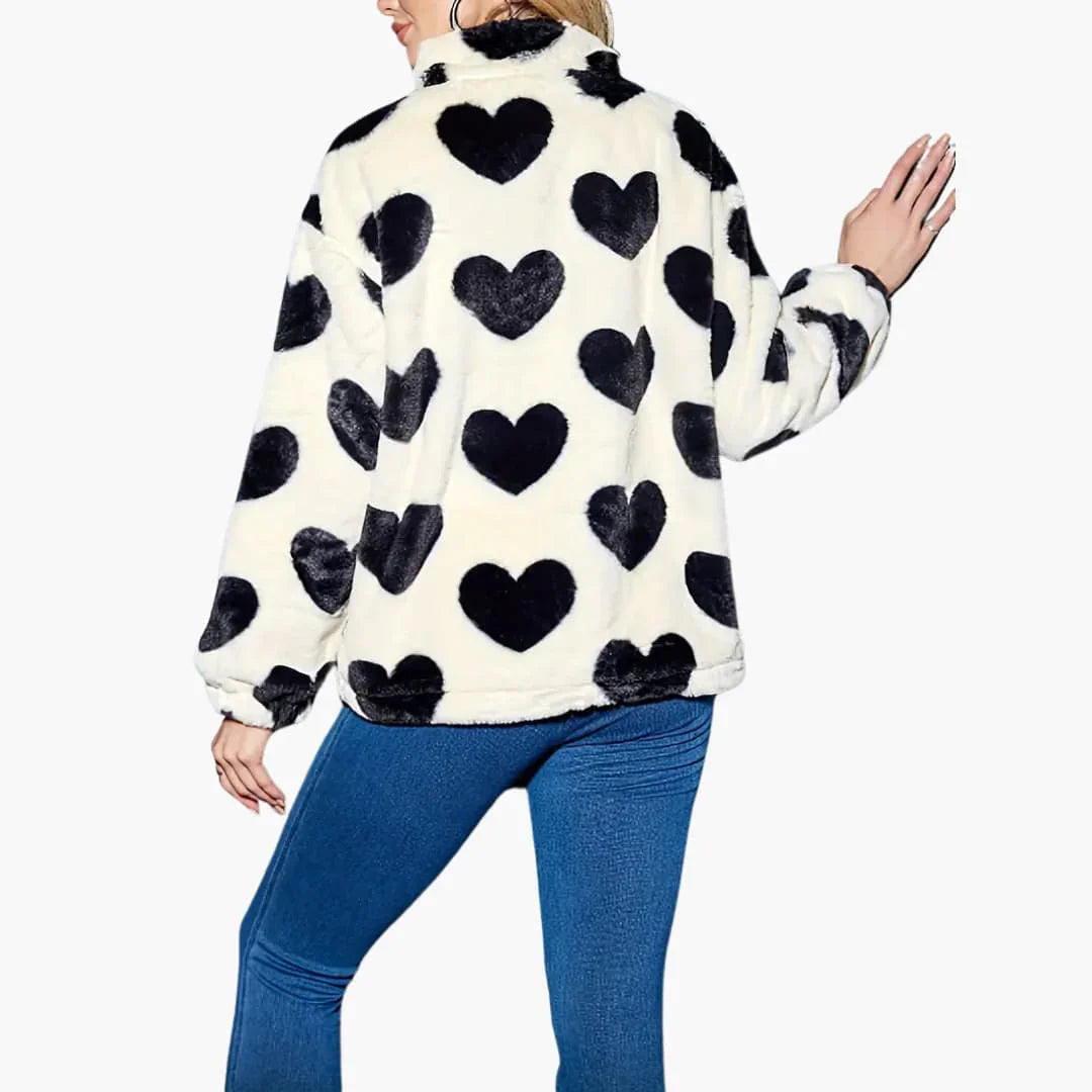 Elarova | Herzgemusterte Kunstpelzjacket für Damen