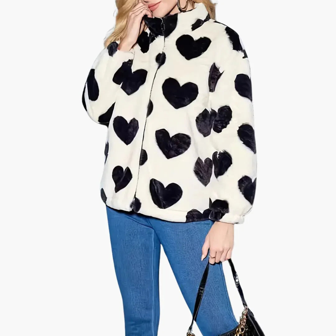 Elarova | Herzgemusterte Kunstpelzjacket für Damen