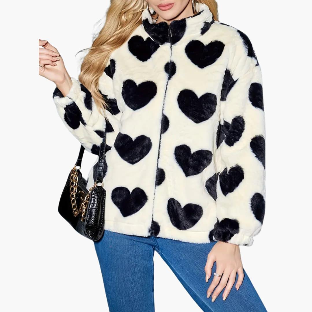 Elarova | Herzgemusterte Kunstpelzjacket für Damen