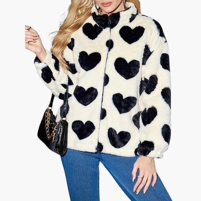 Elarova | Herzgemusterte Kunstpelzjacket für Damen