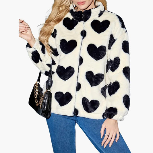 Elarova | Herzgemusterte Kunstpelzjacket für Damen