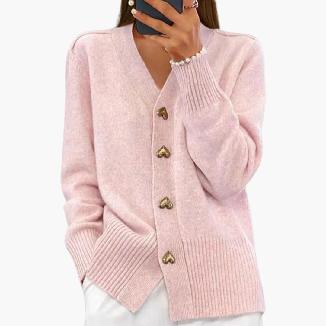 Elarova | Herzknopf Strickjacke für Damen