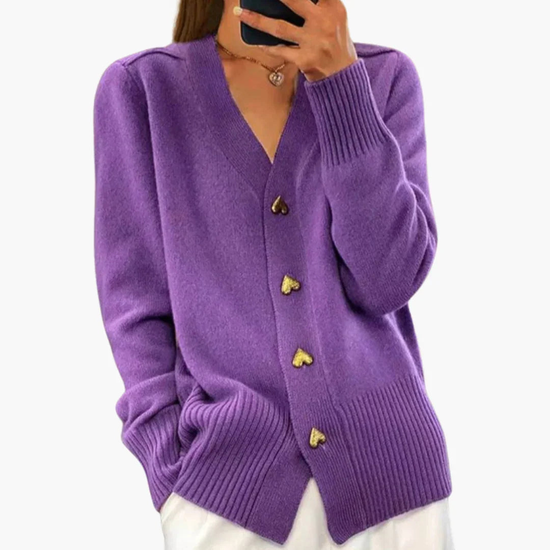 Elarova | Herzknopf Strickjacke für Damen