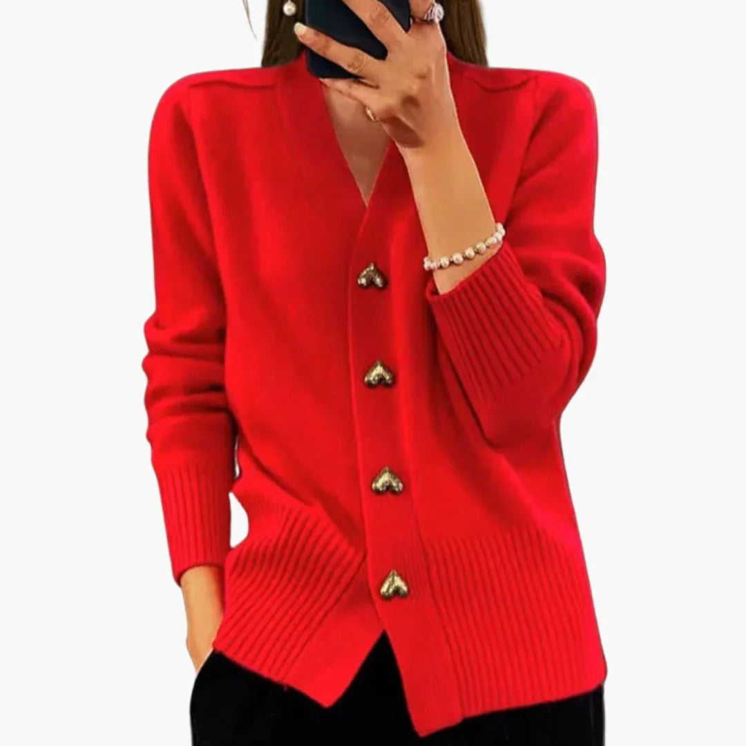 Elarova | Herzknopf Strickjacke für Damen