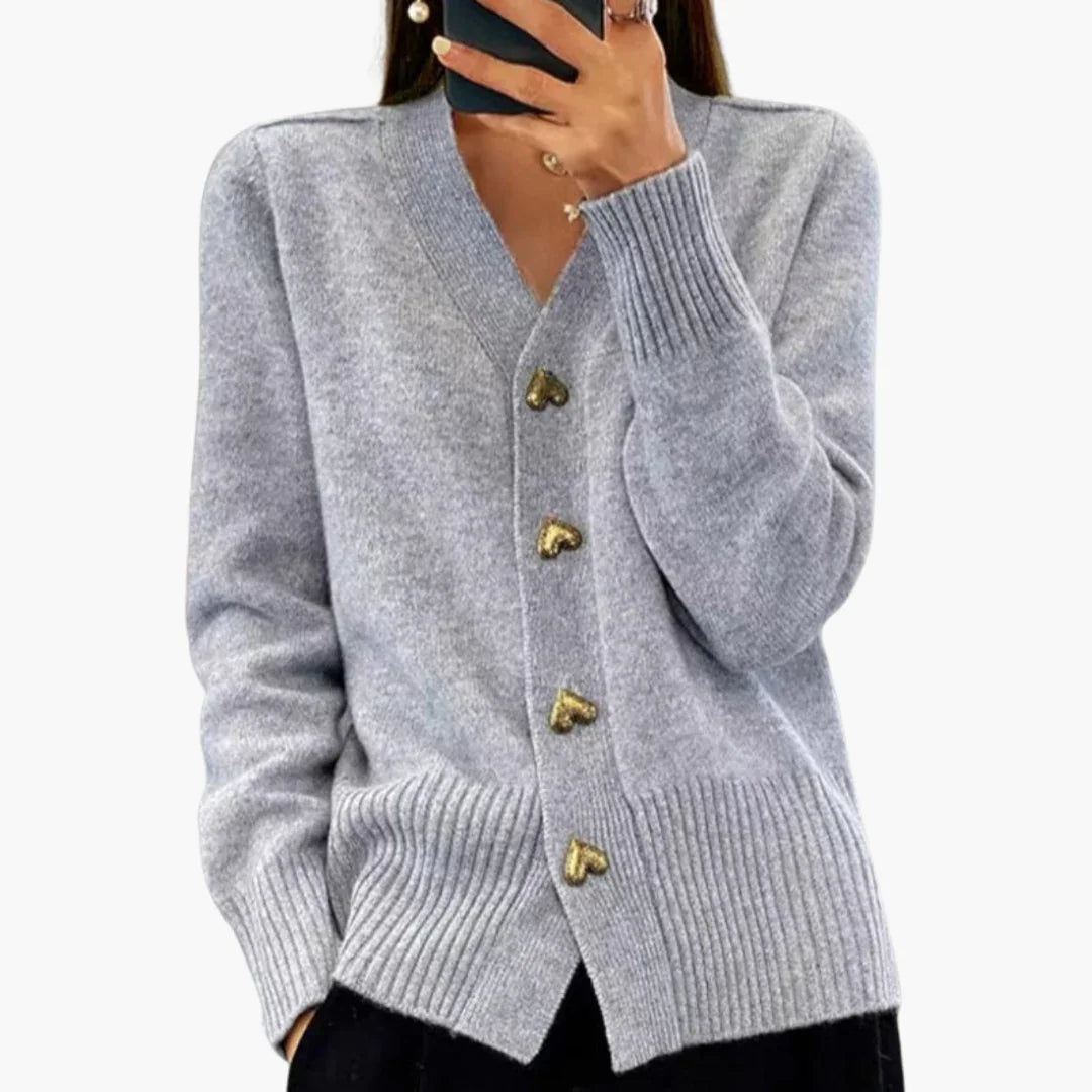 Elarova | Herzknopf Strickjacke für Damen
