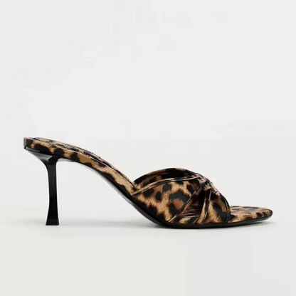 Elarova | High-Heeled Slippers mit Leopardenmuster