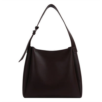 Elarova | Hochwertige Damen Shopper Große Kapazität Schultertasche Reine Farbe Breiter Riemen Weiches PULeder