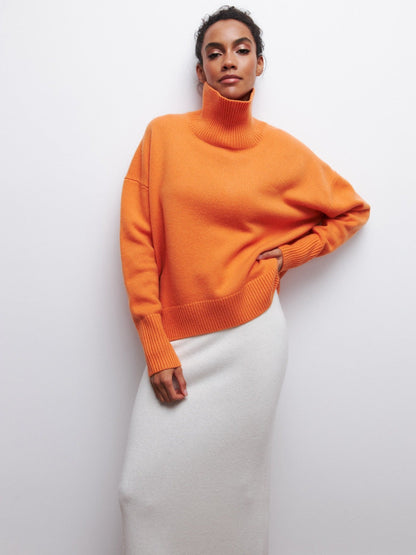Elarova | Hoher Kragen Oversize Strickpullover Damen Strickwaren