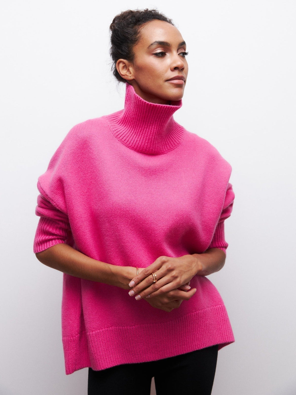 Elarova | Hoher Kragen Oversize Strickpullover Damen Strickwaren