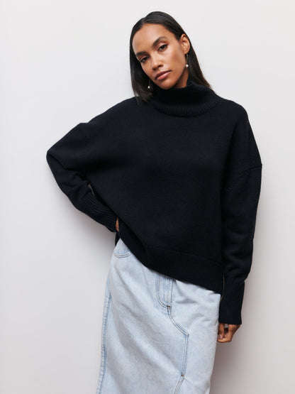 Elarova | Hoher Kragen Oversize Strickpullover Damen Strickwaren