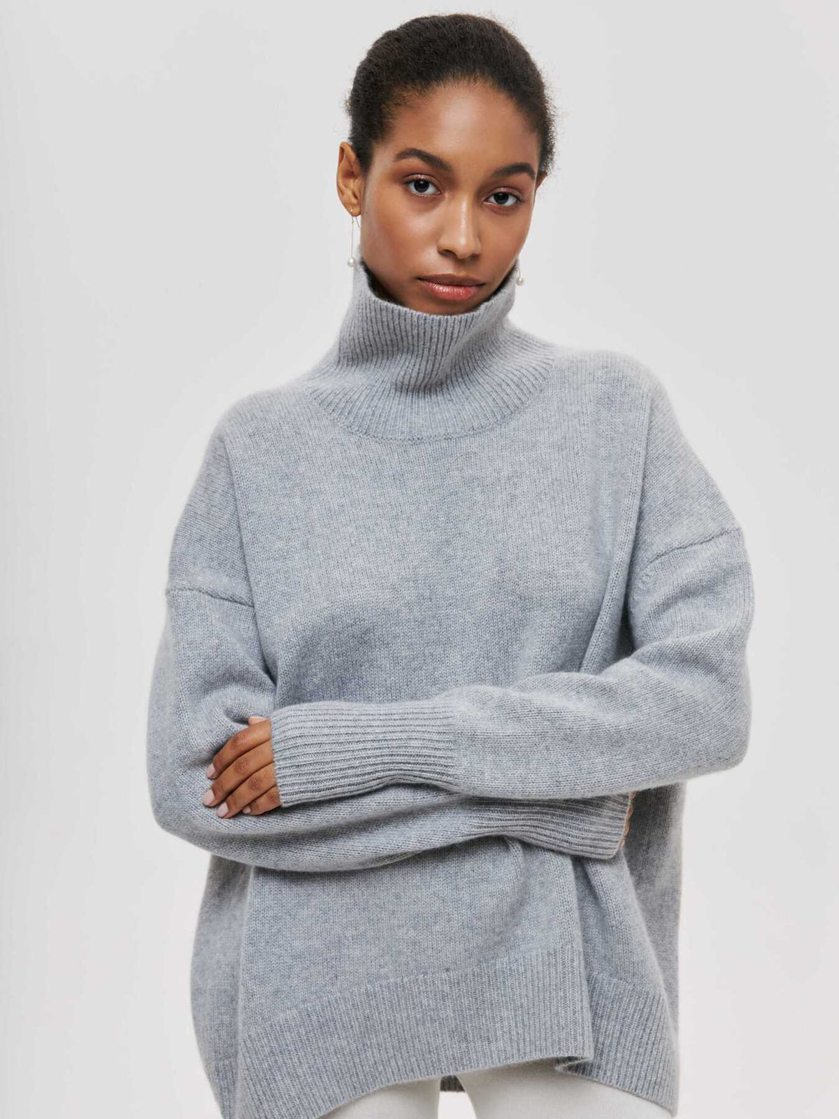 Elarova | Hoher Kragen Oversize Strickpullover Damen Strickwaren