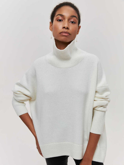 Elarova | Hoher Kragen Oversize Strickpullover Damen Strickwaren