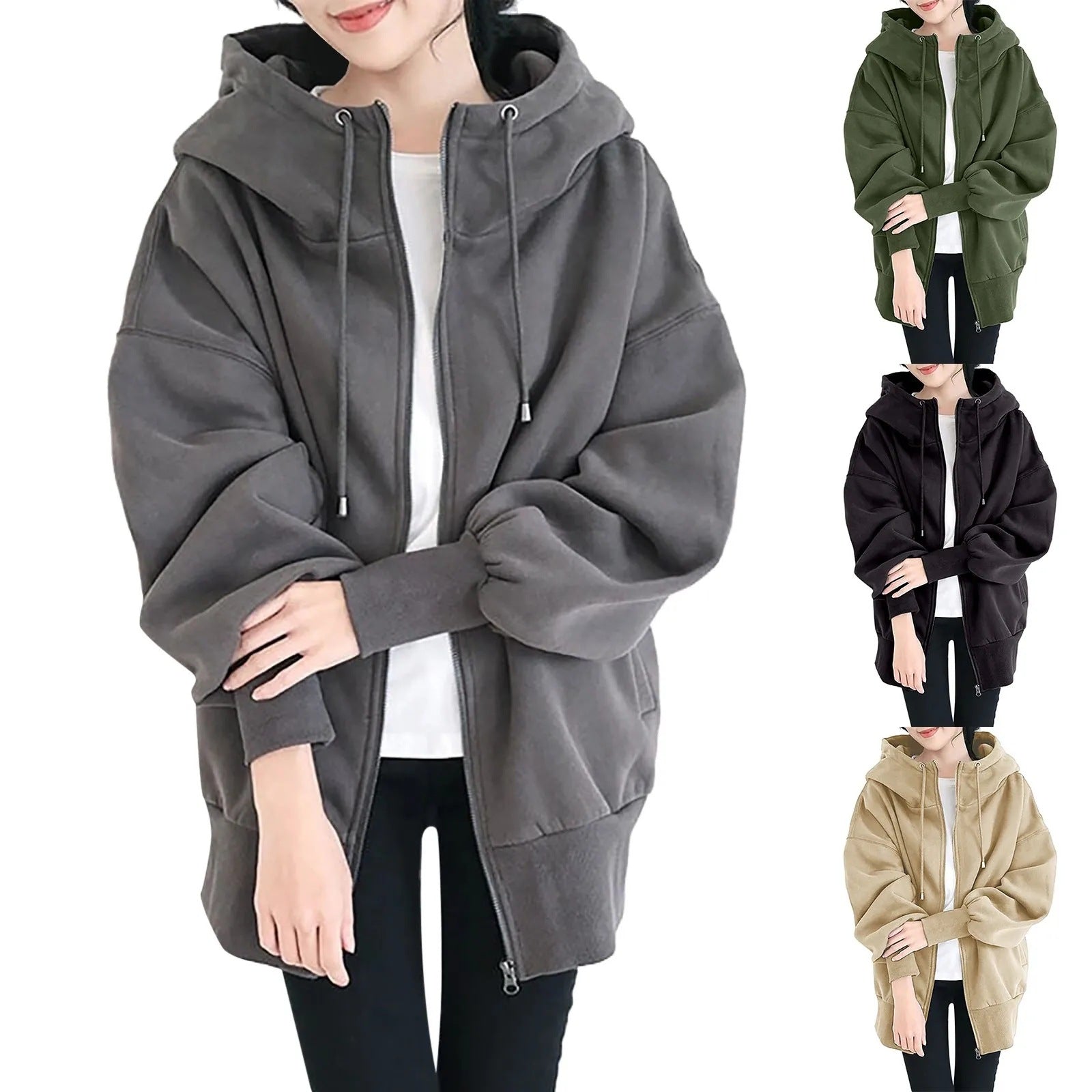 Elarova | Hooded Long Zip-Up Fleece Hoodies