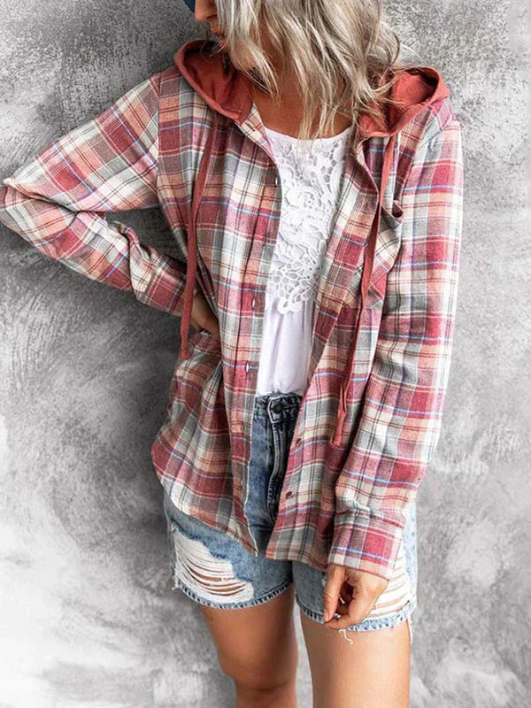 Elarova | Hoodie - Loose Fit - Kordelzug - Button Up Shirt - Damenbekleidung