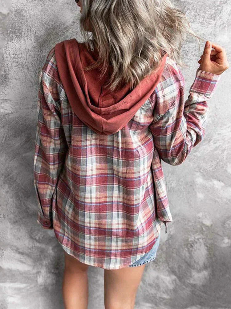 Elarova | Hoodie - Loose Fit - Kordelzug - Button Up Shirt - Damenbekleidung