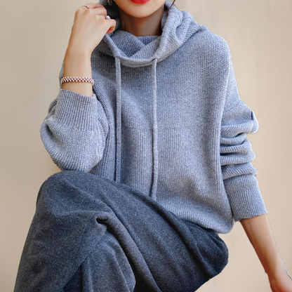 Elarova | Hoodie oversized Damenpullover mit Stehkragen
