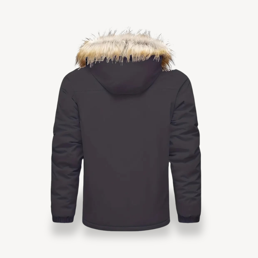 Elarova | Isolierte Pufferjacke für Herren mit abnehmbarer Kunstpelzkapuze