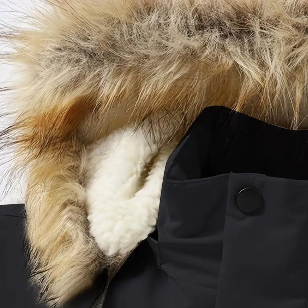 Elarova | Isolierte Pufferjacke für Herren mit abnehmbarer Kunstpelzkapuze