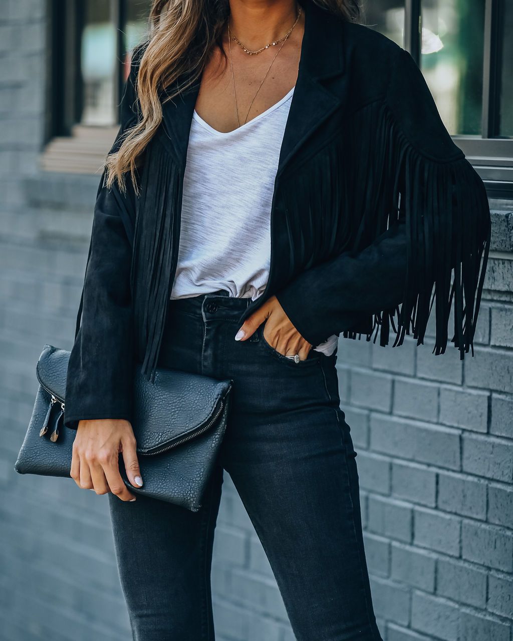 Elarova | Jugendlicher Wildleder-Jackentrend - Fransen-Cardigan mit Troddelsaum, E-Girl Bikerjacke, 90er Vintage Streetwear, Cooles Design
