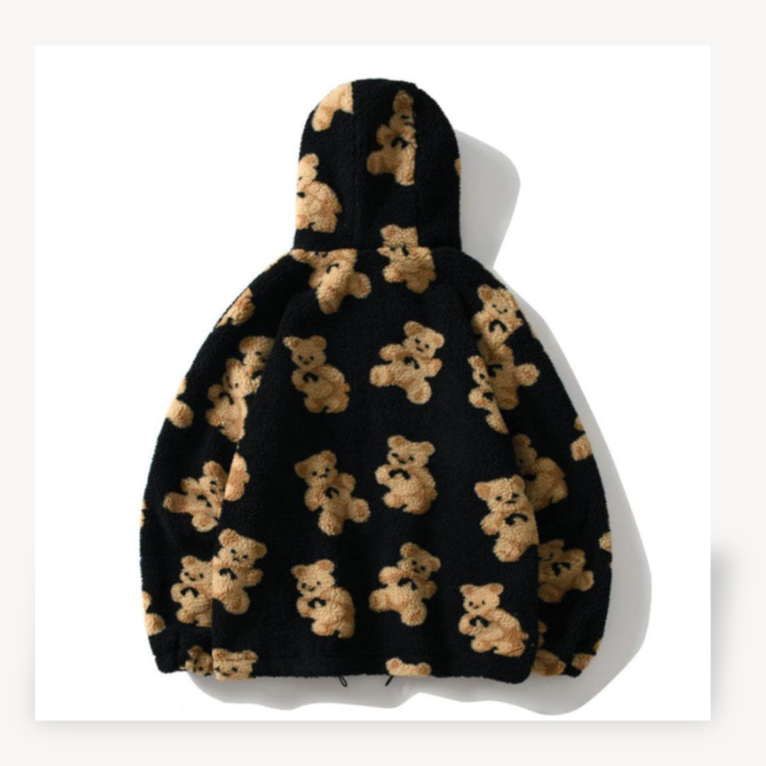 Elarova | Kapuzenjacke mit Teddybär-Muster für Damen