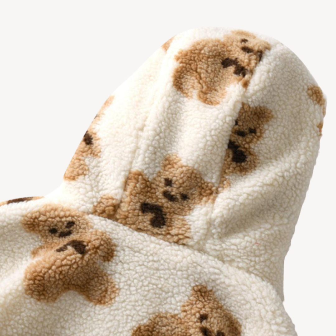 Elarova | Kapuzenjacke mit Teddybär-Muster für Damen