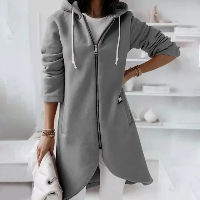 Elarova | Kapuzenstrickjacke mit geschwungenem Saum