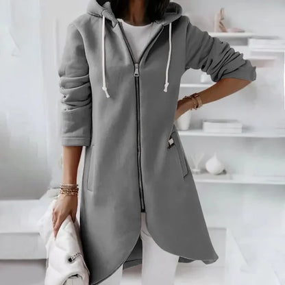 Elarova | Kapuzenstrickjacke mit geschwungenem Saum