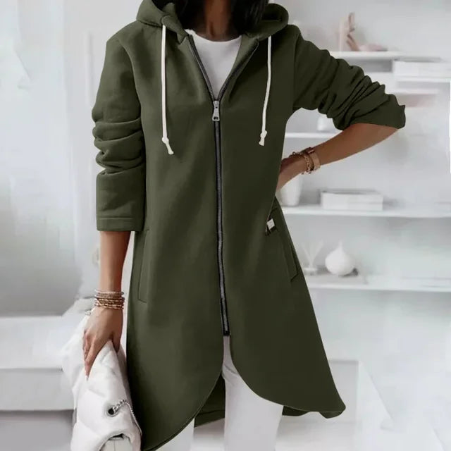 Elarova | Kapuzenstrickjacke mit geschwungenem Saum