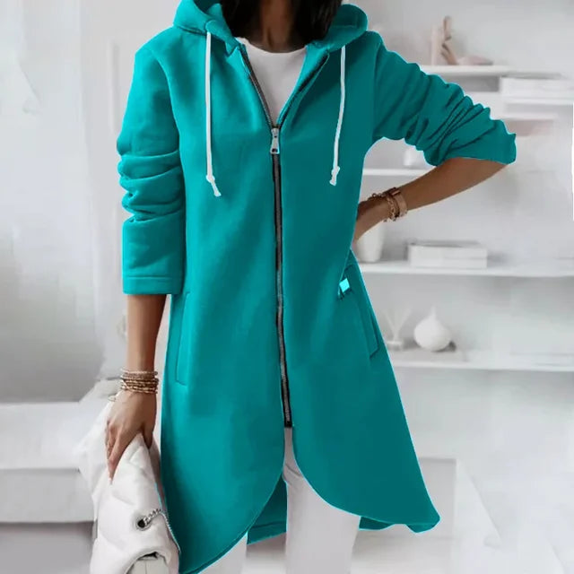Elarova | Kapuzenstrickjacke mit geschwungenem Saum