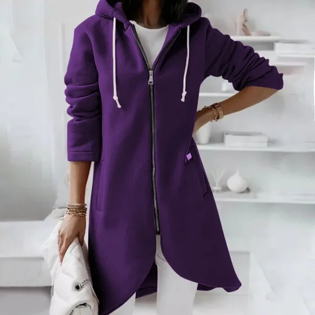 Elarova | Kapuzenstrickjacke mit geschwungenem Saum
