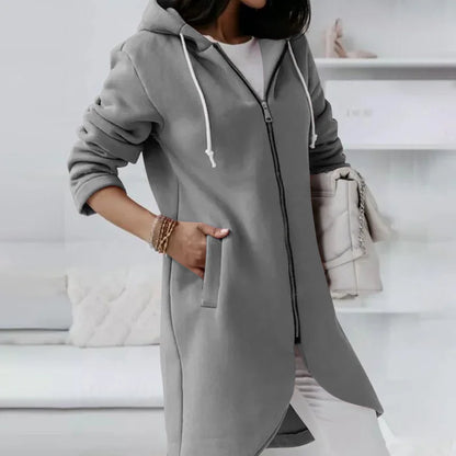 Elarova | Kapuzenstrickjacke mit geschwungenem Saum