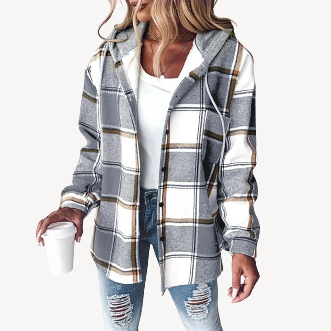 Elarova | Karierte Hemdjacke mit Kapuze