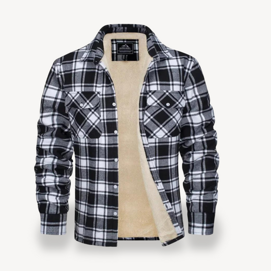 Elarova | Kariertes Flanellhemd für Herren mit Sherpa-Fleece-Futter