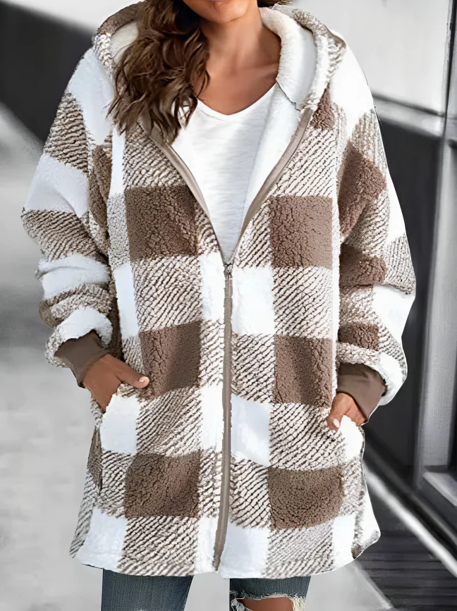Elarova | Karo-Hoodie-Jacke Für Frauen