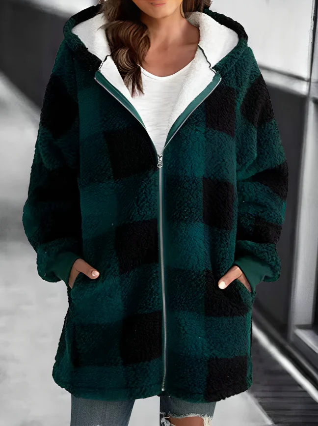Elarova | Karo-Hoodie-Jacke Für Frauen