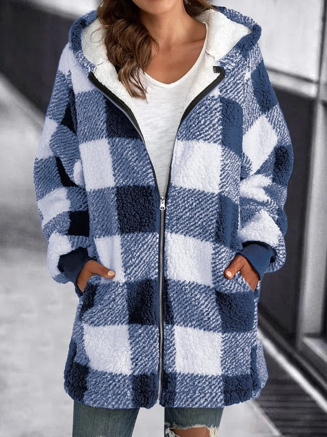 Elarova | Karo-Hoodie-Jacke Für Frauen