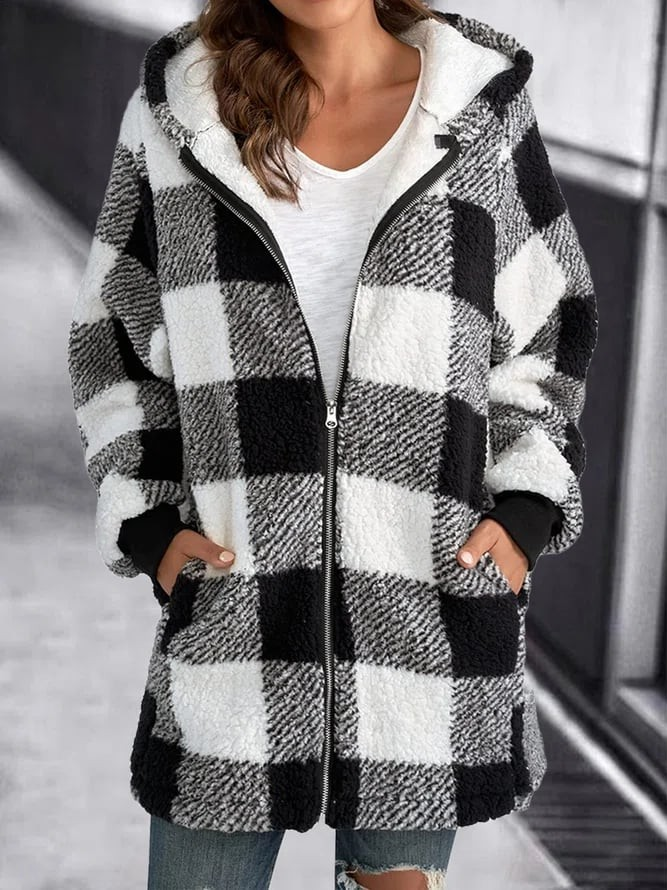 Elarova | Karo-Hoodie-Jacke Für Frauen