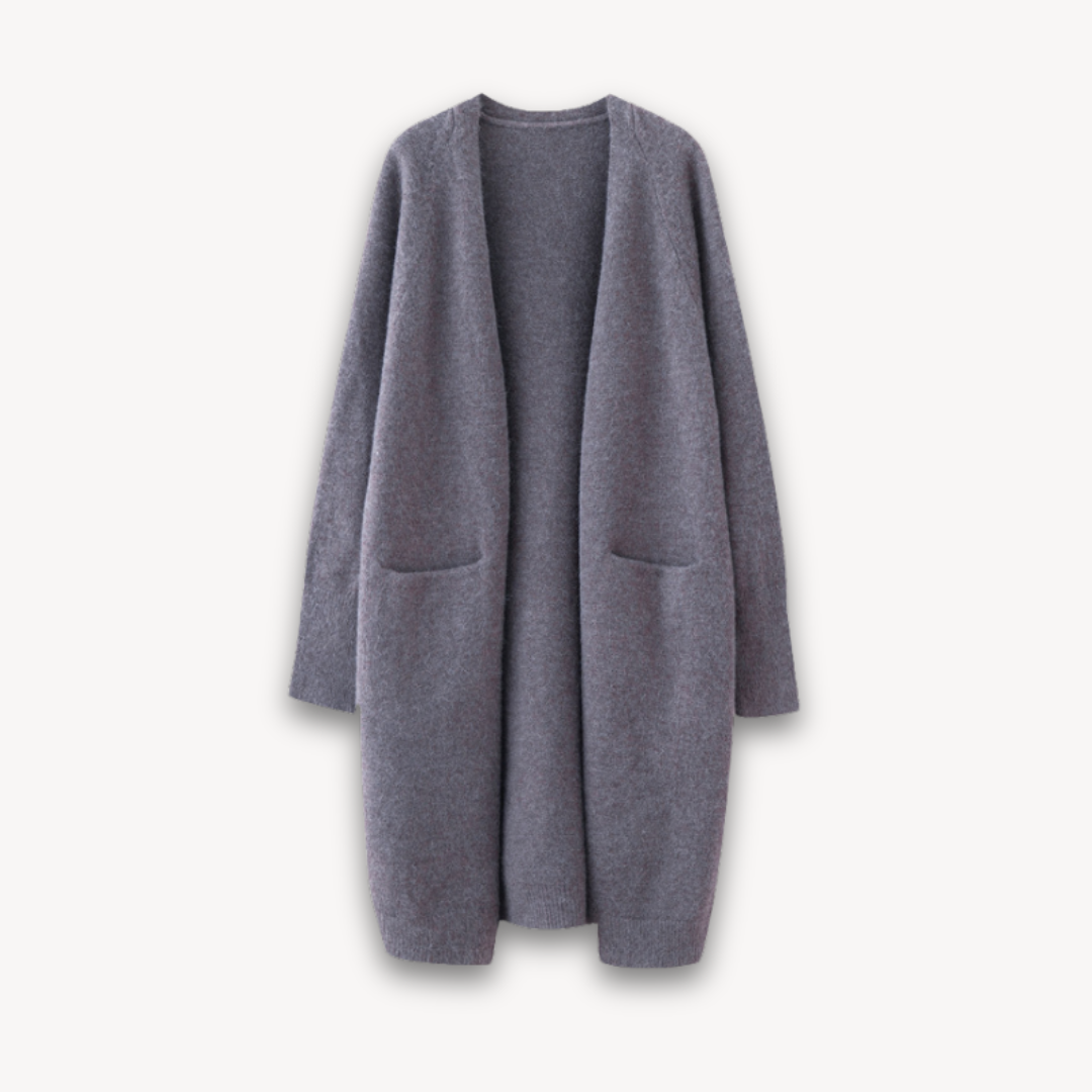 Elarova | Kaschmir-Cardigan für Damen – Lange offene Vorderseite